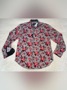 New Society Of Threads Mens M Rose Floral Long Sleeve Slim Fit 15-15.5 33/34